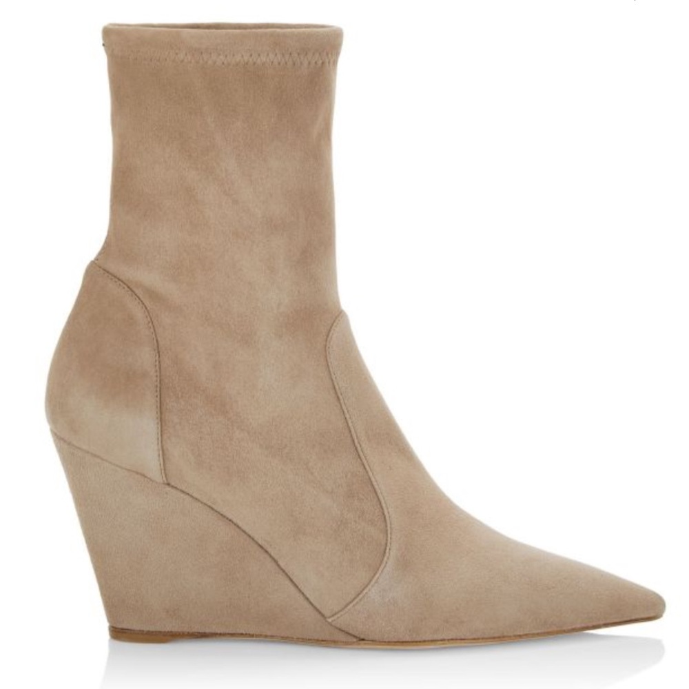 Stuart Weitzman Wedge 85 Suede Sock Booties
